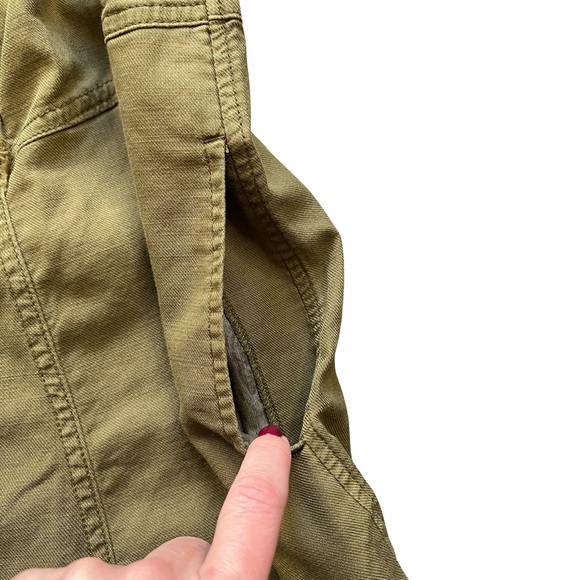 Anthropologie Pilcro Moss Flutter Sleeve Button Front Tunic Dress Olive Green L - Picture 9 of 11